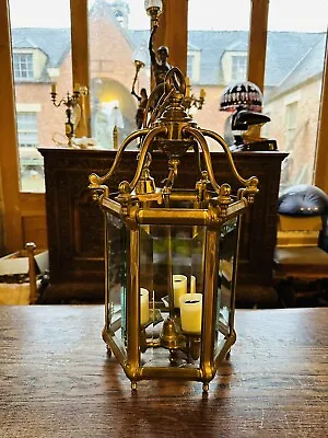 Antique Style Brass Hall Lantern Bevelled Glass • £500