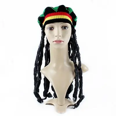 Reggae Rasta Hat With Dreadlocks Costume Accessories Dress Up Beanie Wig Hat • $23.09