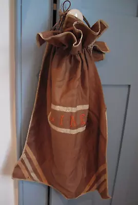 Vintage Handmade Linen Drawstring Laundry Bag - 44cm X 57cm • £0.99