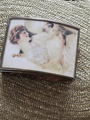 Vtg NWT Via Vermont Trinket Greeting Box Mother And Baby Glass And Brass • $18