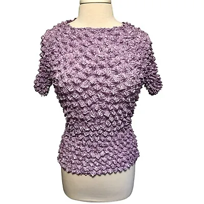 Magic Scarf Woman’s Purple Short Sleeve Popcorn Top One Size • $6.30