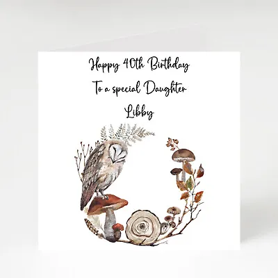 PERSONALISED Female Brown Owl Birthday Card • £2.21