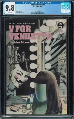 $195 • Buy V For Vendetta #1 CGC 9.8 White 1988 DC Comics Alan Moore David Lloyd