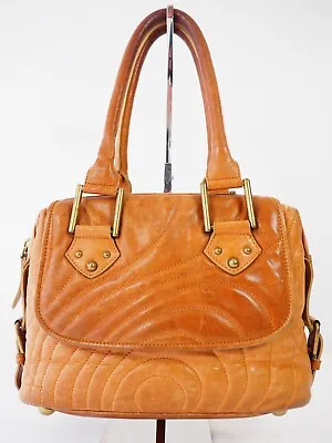 Paul Smith Leather Bag Retro Brown Tan Swirl Bowling Shoulder Bag • £59.99