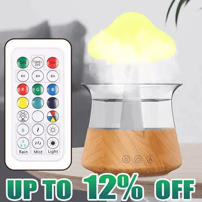 Rain Cloud Humidifier Rain Drop Sound Night Light Aromatherapy Oil Essential • £26.48