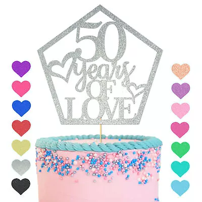 Personalised Happy 50th Anniversary Cake Topper Party Glitter 10th 25th 30th • £2.83