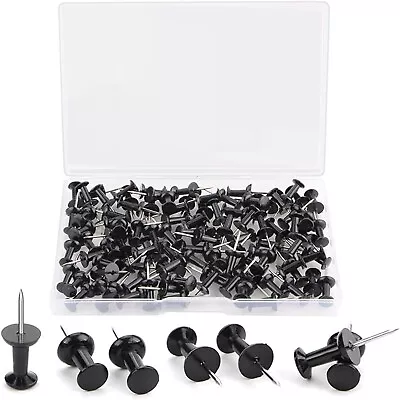 Push Thumb Tacks Pins Plastic Black Head For Map Board Bulletin Wall Point 100Pc • $5.99