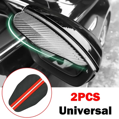 £3.99 • Buy 2X Carbon Fibre Black Car SUV Rear View Side Mirror Rain Visor Guard Accessories