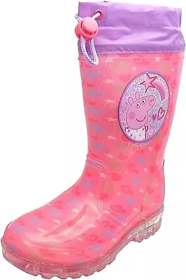 Peppa Pig Wellies Girls Pink Wellies Light Up Sole Wellington Boots Uk Size 5-10 • £15.95