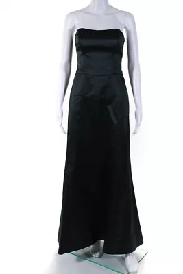 Nicole Miller Womens Full Length Strapless Empire Waist Gown Dark Green Size 2 • $34.01