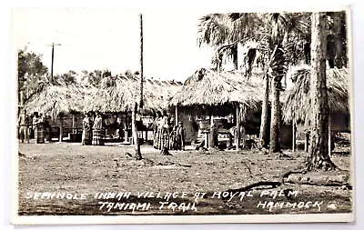 Seminole Indian Village At Royal Palm Tamiami Trail Hammock Postcard RPPC 4608 • $31.96