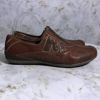 Merrell Arabesque Women's Sz 10 Shoes Brown Slip On Zip Comfort Trainer Sneakers • $30