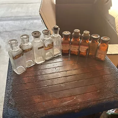 Lot Of Vtg Apothecary Pharmacy Lab Medicine Jars Bottles (10 Bottles) Lot #A4 • $9.99