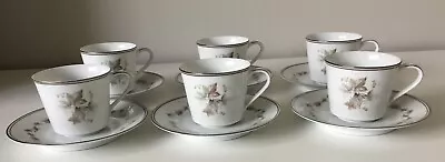 Noritake “Woodley” 6783 Cup & Saucer Set Of 6 ~ Japan ~ • $39.95