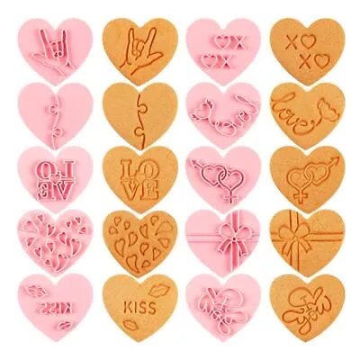 Plunger Baking Mould Love Heart Valentine's Day Cookie Cutter Biscuit Mold • £8.92