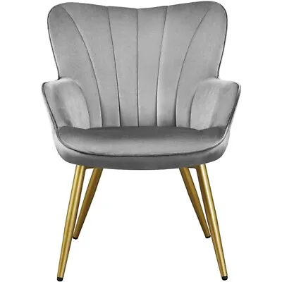 Modern Barrel Chair Velvet Accent Chair With High Back And Golden Legs Bedroom • $109.99