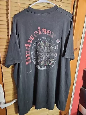 Thrashed Fader Faded Black Vintage Budweiser Beer Tee T Shirt Men 2XL XXL Promo • $30