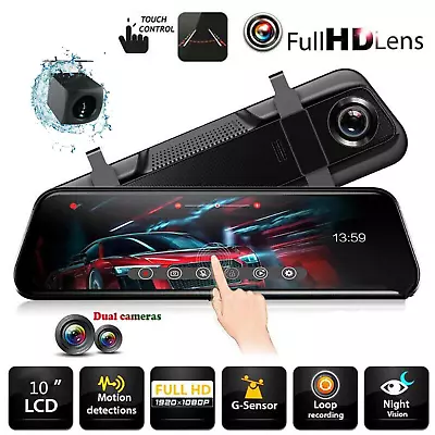 Dash Camera Front Rear View Camera Car Tail Reversing Mirror Recorder 1080P HD • $50.99