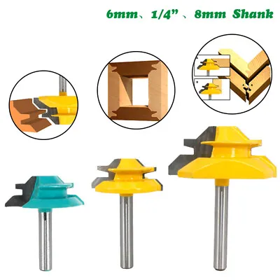 $7.99 • Buy 1/4 Inch Shank 45°Lock Miter Router Bit Tongue And Groove Set For Door Table