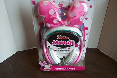 Disney Junior Minnie Mouse Bow Parental Volume Limiter Adjustable Headphones NIP • $13.99