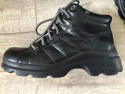 Vintage Y2K Skechers Women’s Black Leather Boots Size 8.5 • $60