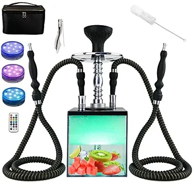 Upgraded Large Opening Design 2 Hose Hookah Set With Travel Bag And Cleaning • £58.65