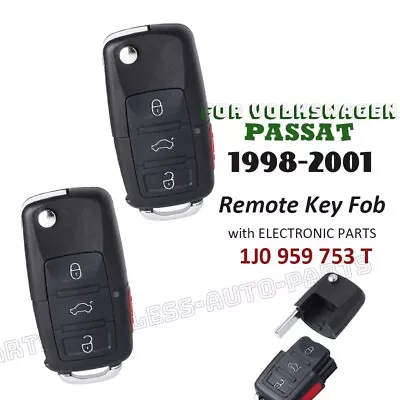 2x 1J0 959 753 T For Volkswagen Passat 1998 1999 2000 2001 Flip Remote Key Fob • $31.95