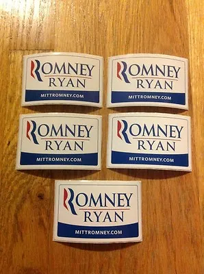 5 Official Governor Mitt Romney For President & Paul Ryan Rectangular Stickers • $7.95