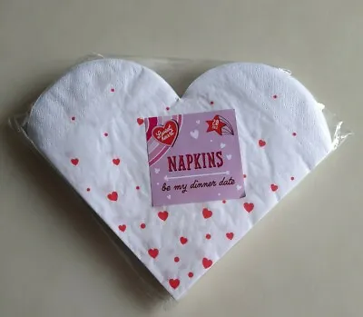 £4.98 • Buy 20 White Heart Shaped Napkins Valentines Day Romantic Dinner Tableware Party