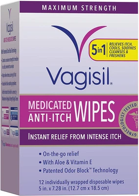 $7.20 • Buy Vagisil Anti-Itch Medicated Feminine Intimate Wipes For Women, Maximum Strength,