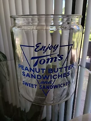 Vintage Tom's Peanut Butter Sandwiches & Sweet Sandwiches Store Jar (CRACKED) • $84.99