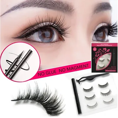 3 Pairs Soft Mink False Magnetic Eyelashes Wispy Fluffy Long Lashes Natural Eye • £2.99