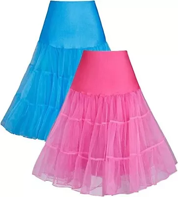 NEW ADAMARIS 2pcs Women's Party Skirt Crinoline Blue/Pink Size M-L-XL • $28