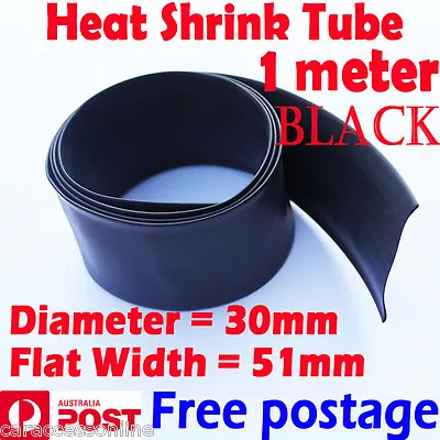  Heat Shrink Tube Heatshrink Tubing Sleeving BLACK Dia=30mm 1meter  AU STOCK • $5.89