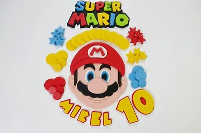 Edible Super Mario Cake Topper Personalised Large. Mario Cake Decorations Edible • £13