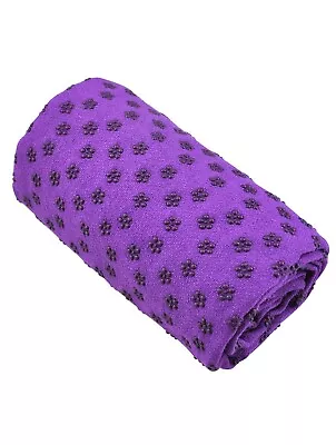 PURPLE Sports Fitness Exercise Yoga Mat Cover Towel Blanket Non-Slip Pilates • £11.99