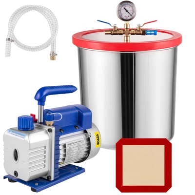 $123.92 • Buy VEVOR 5 Gallon Vacuum Degassing Chamber Stainless Steel 3CFM Vacuum Pump