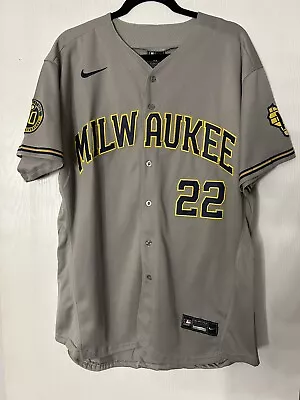 Authentic Nike Christian Yelich Milwaukee Brewers Road Gray Jersey • $45