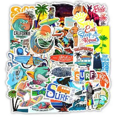 50pcs Surfing Stickers Decals Surf Water Vintage Coast VSCO Vinyl Outside • $5.95