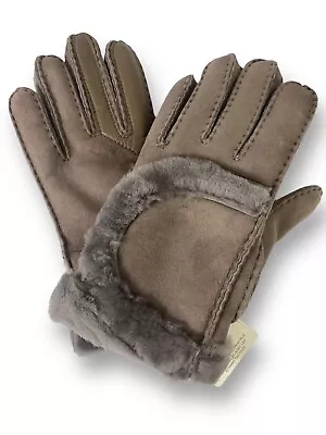 NWT UGG Genuine Shearling Suede Gloves Large Stormy Gray Grey Womens Touchscreen • $65