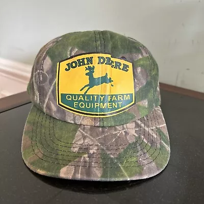 Vintage John Deere Hat Camo Tractor Made In USA Outdoor Equipment Farm Kids Size • $39.87