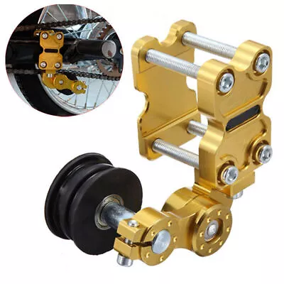 Universal Aluminum Chain Tensioner Adjuster Bolt On Roller Motorcycle ATV Gold • $28.99