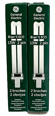 2 GE COMPACT F13BX/827/ECO GE Biax 13W T4 PL Plug-In Fluorescent Light Bulbs • $15.99