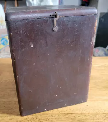 Antique Old Wooden Hinged Hook Latching Box Rounded Corners 7x7x9  • $30