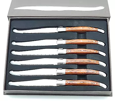 Laguiole Steak Knives NOB Composite Wood Handle Set 6 PRESENTATION BOX • $144.49