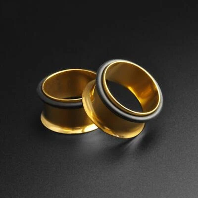 £4.99 • Buy PVD Ear Gauges Flesh Ear Tunnels | Gold PVD Single Flare Tunnel | SIBJ Quality