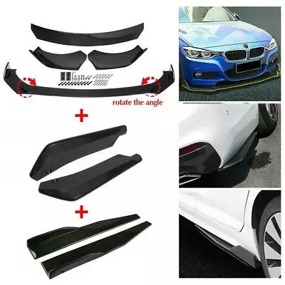 Universal Glossy Black Front Bumper Spoiler Body Kit / Side Skirt /Rear Lip Set  • $33.90