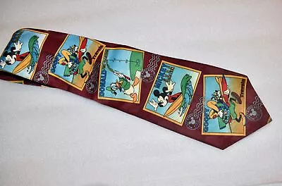 Vintage Mickey Unlimited Men's Necktie - Postcards - Beach - Disney Goofy Donald • $19.99