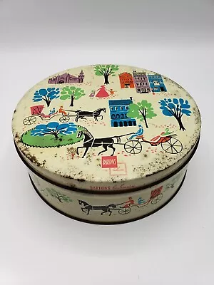 $15.49 • Buy Vintage 1959 Barton's Bonbonniere Candy MCM Printed Round Tin Container