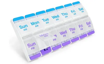 Push Button (7-Day) Pill Case Medicine Planner Vitamin Organizer 2 Times A Da • $7.70